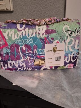 Multicolor Graffiti Chain Crossbody Bag